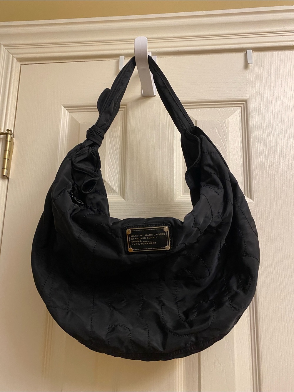 Marc by Marc Jacobs Logo Quilted Nylon Hobo Shoulder Bag